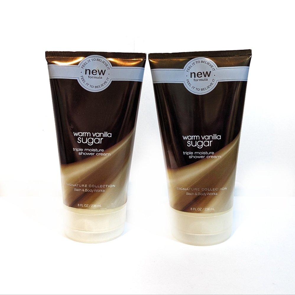 2 x Bath & Body Works WARM VANILLA SUGAR Triple Moisture Shower Cream Wash 8 oz